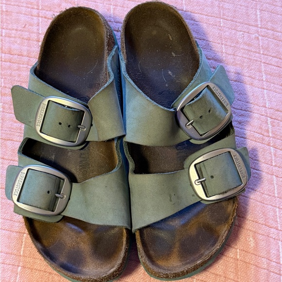 Birkenstock Shoes - Birkenstock light green big Buckle Sandals
